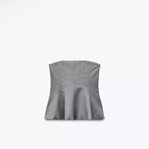 Elegant Gray Strapless Top
